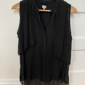 Wilfred 100% silk button up tank in black